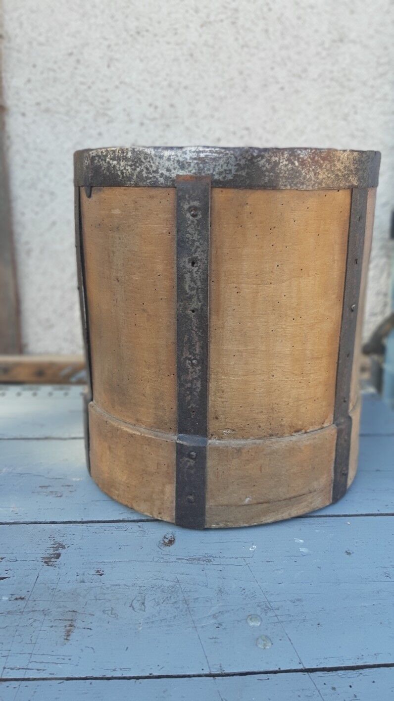 Mesure à grain vintage panier de rangement en bois et fer