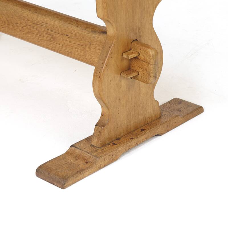 Vintage Mid-Century Rustic Brutalist Oak Dining Table