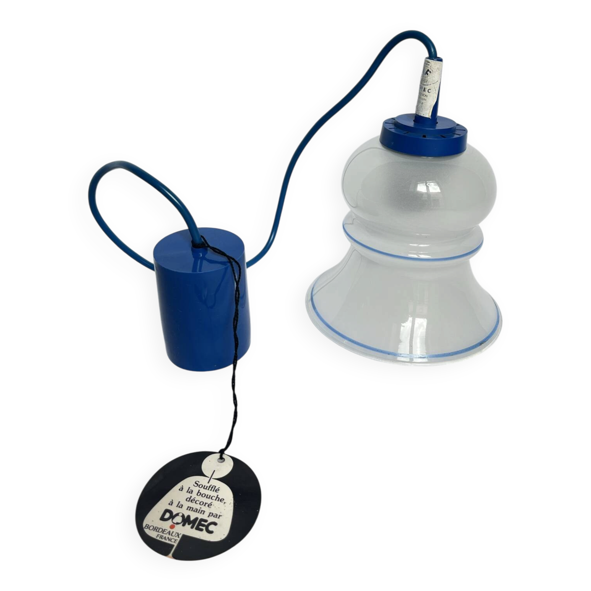 Rare vintage glass suspension light in memphis/ikea style from the 90s.