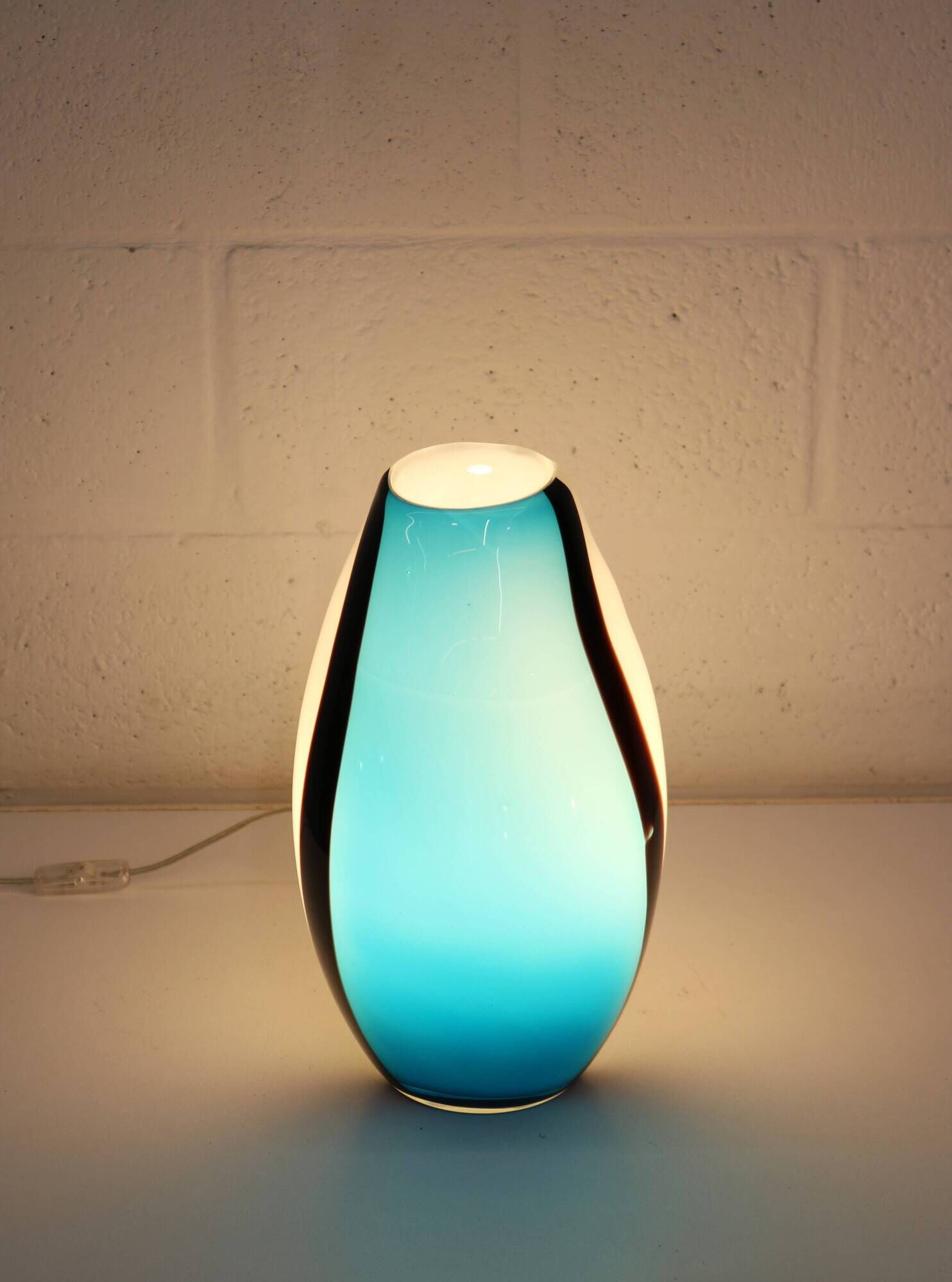 Eglo handblowed glass table lamp - Empori 87756 - Opaline and blue glass