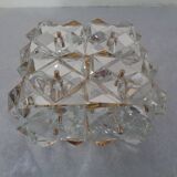 Gold-Plated & Crystal Glass Flush Mount Light from Kinkeldey, 1970s