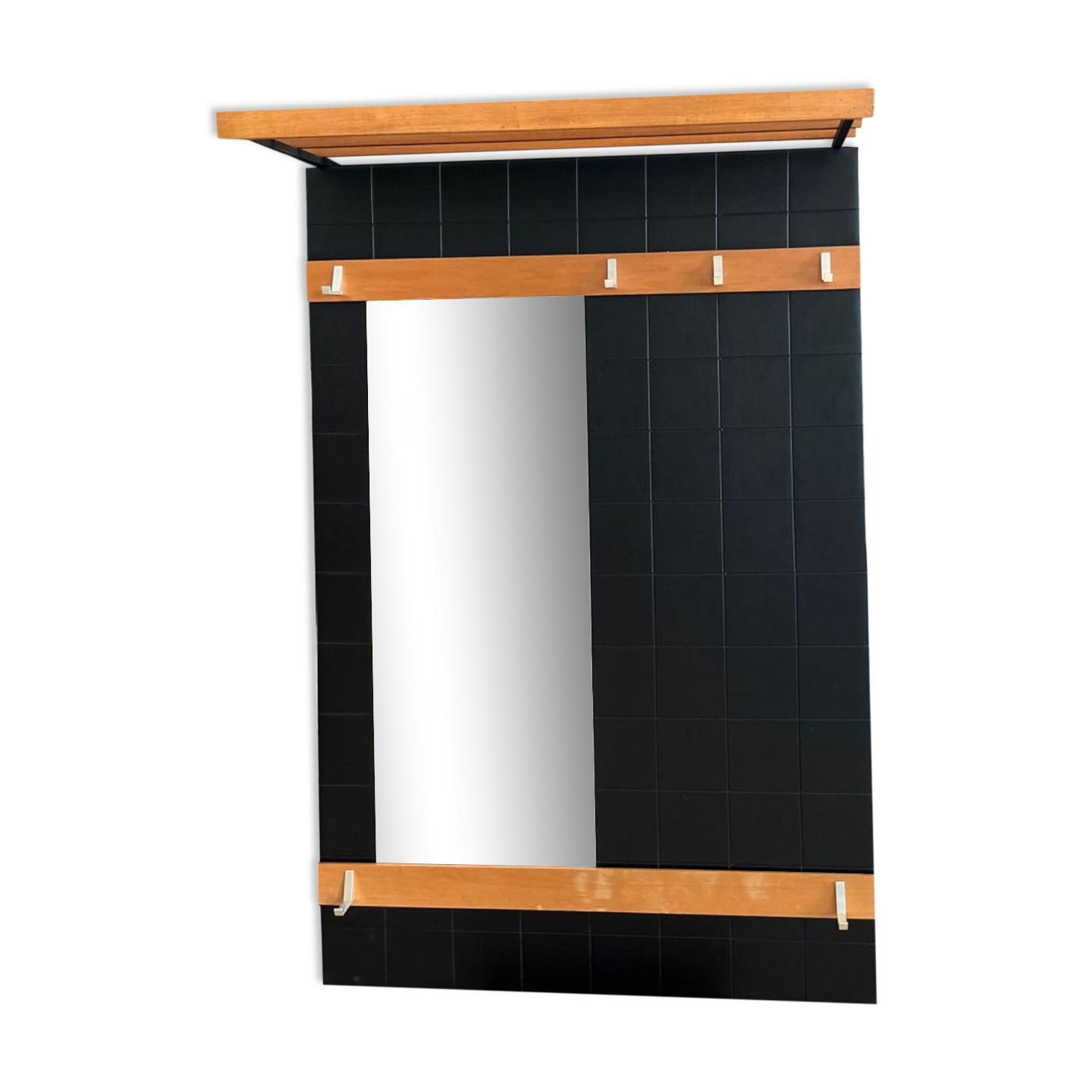 Teak & brass coat rack