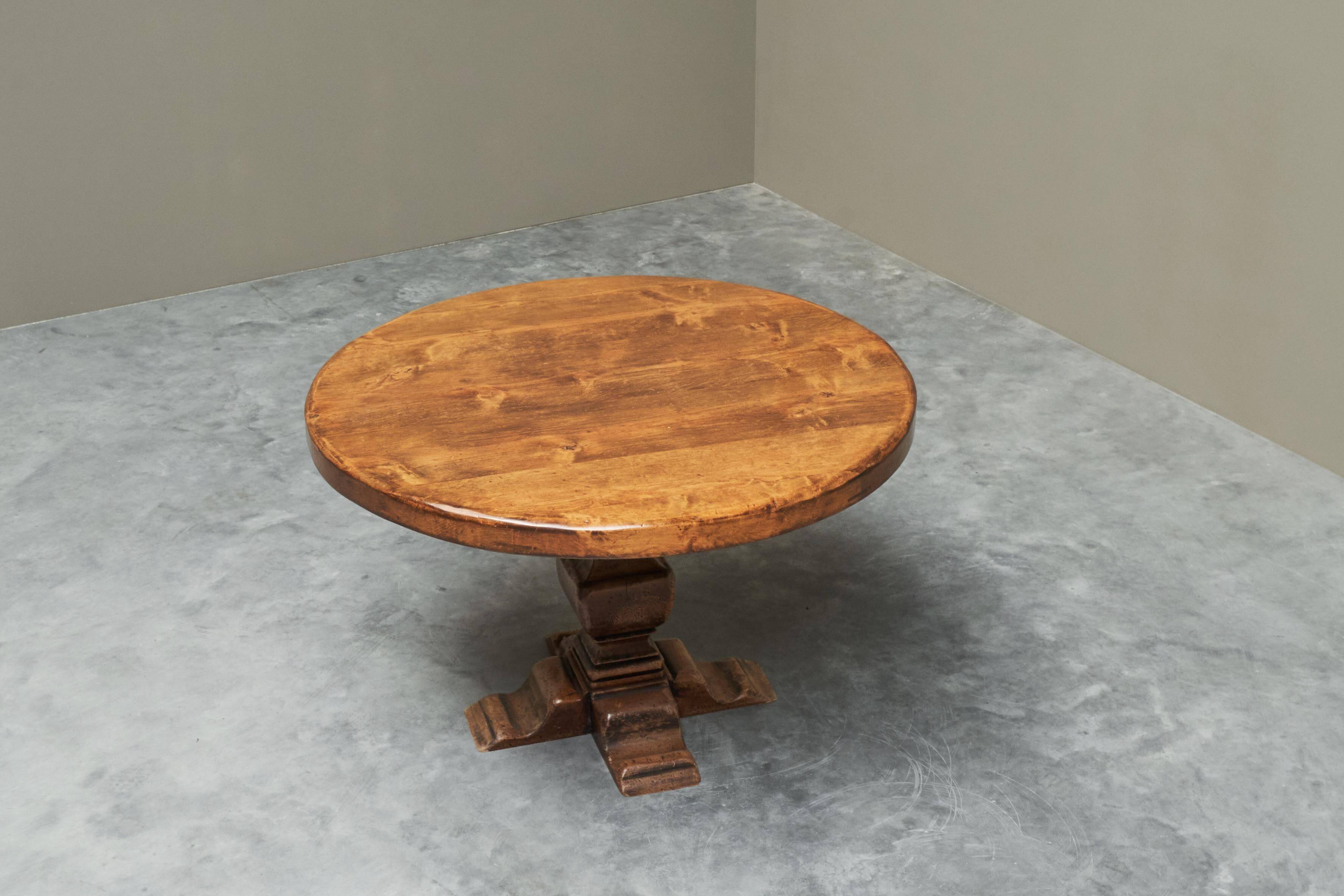 Sculptural table in solid oak, 1960s