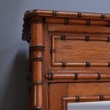 Armoire à Glace en Pitchpin esprit Bambou, Art Nouveau – Début XXème