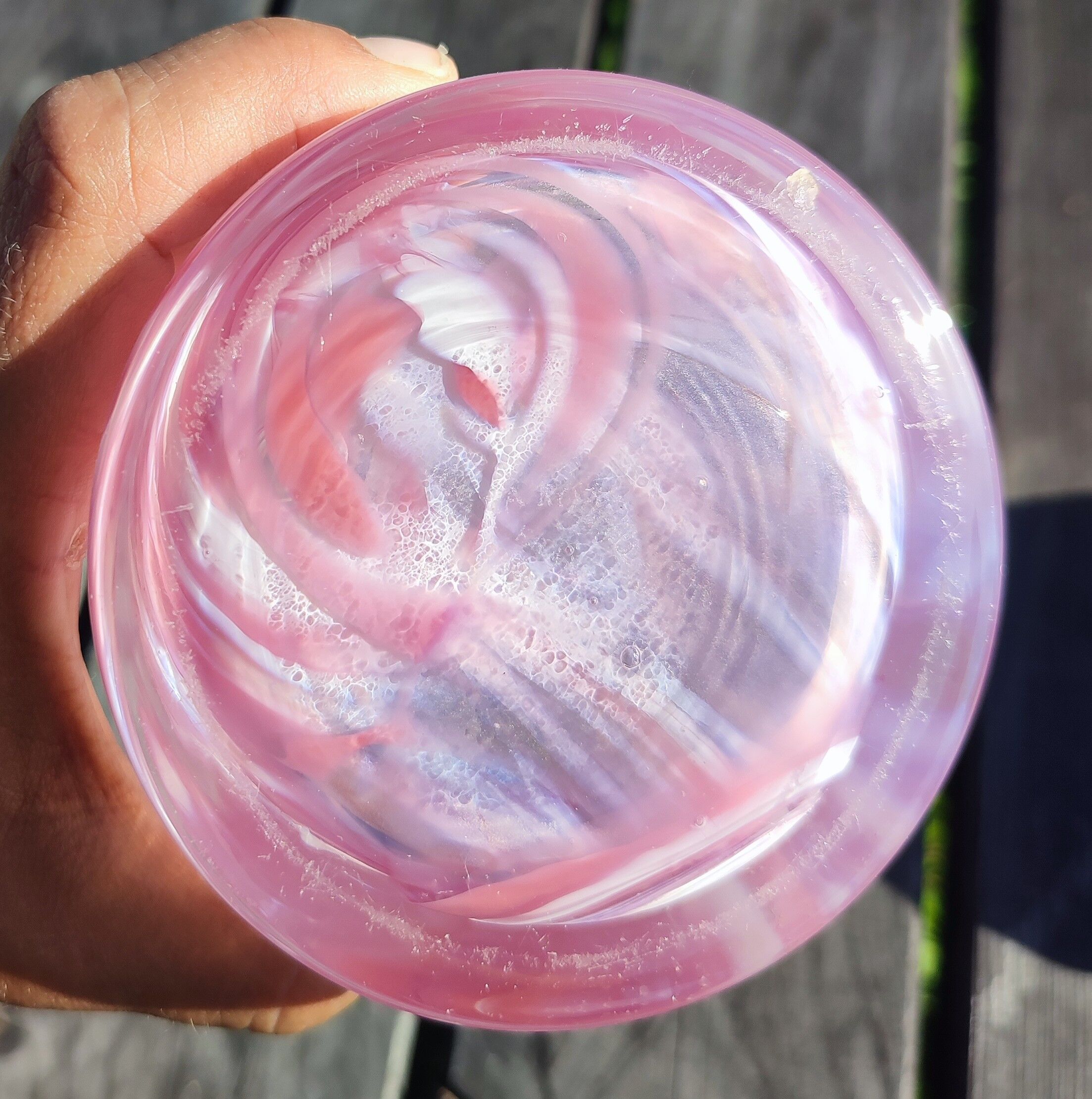 Vase rose en verre soufflé La Rochère
