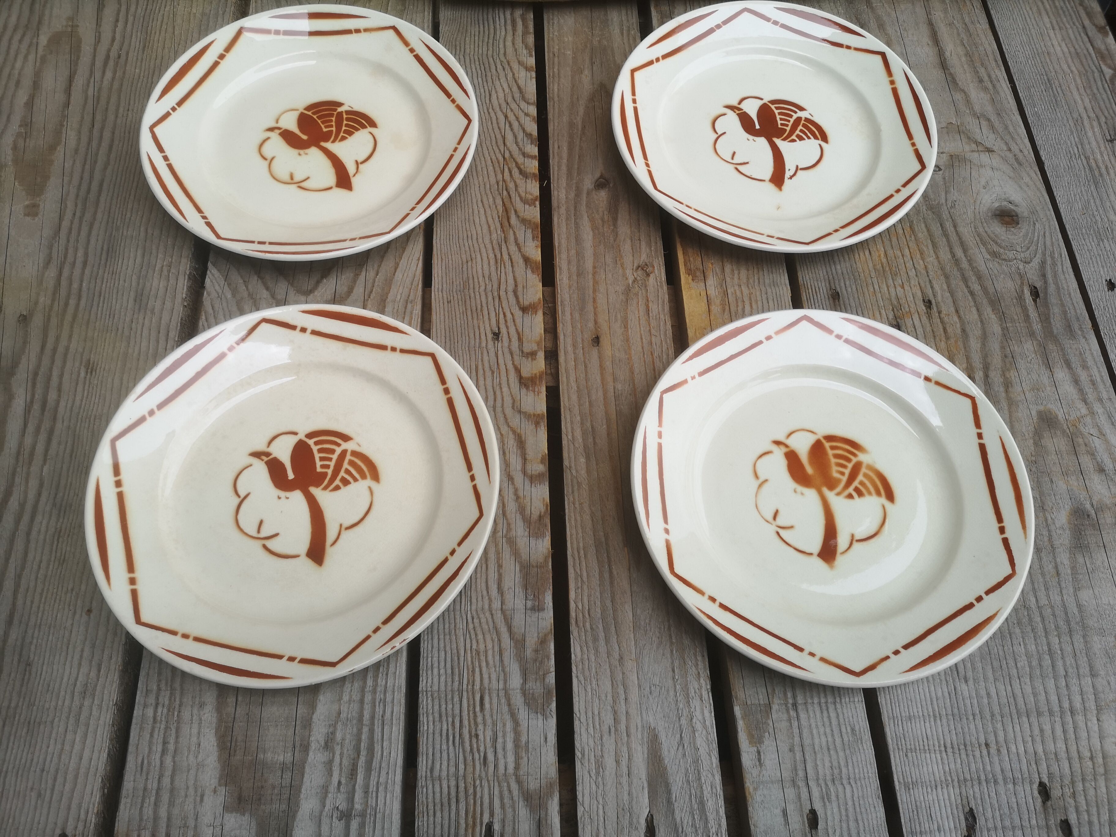 4 flat plates old ceramics from Badonviller collection paradis