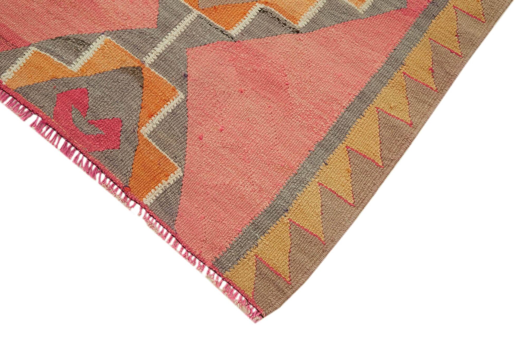 Turkish Handwoven Vintage Herki Kilim 102 cm x 322 cm