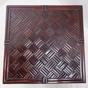 Pair of vintage pagoda tables in faux bamboo with chevron pattern - Maitland & Clasco