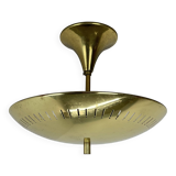 unique round  Brass Gino Sarfatti Style Ceiling Light Flushmount, Italy 1950s