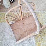 Magazine rack, vintage log holder in rattan