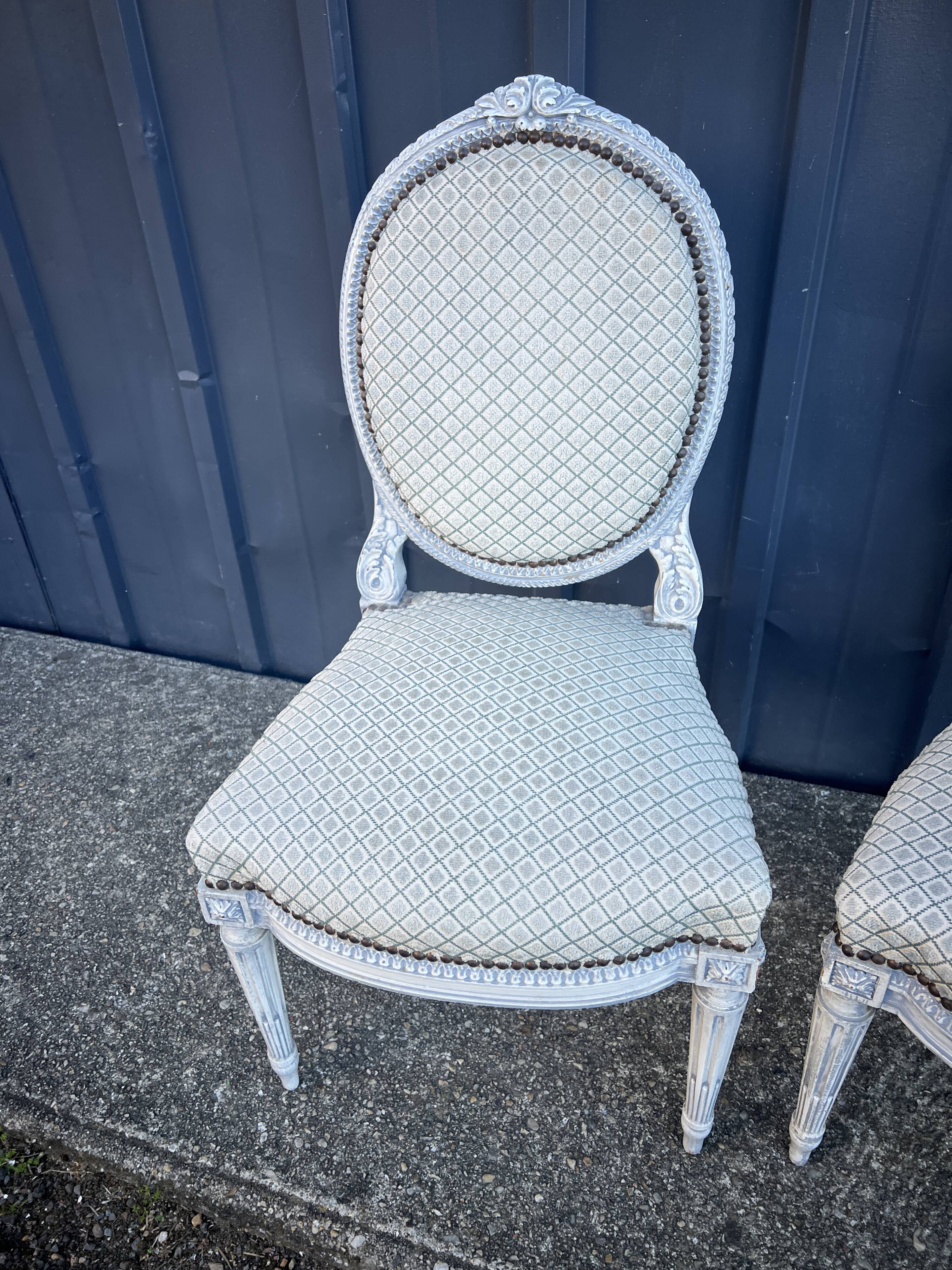 Pair of lacquered Louis XVI style chairs