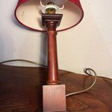 Paire de lampes colonnes en bois massif