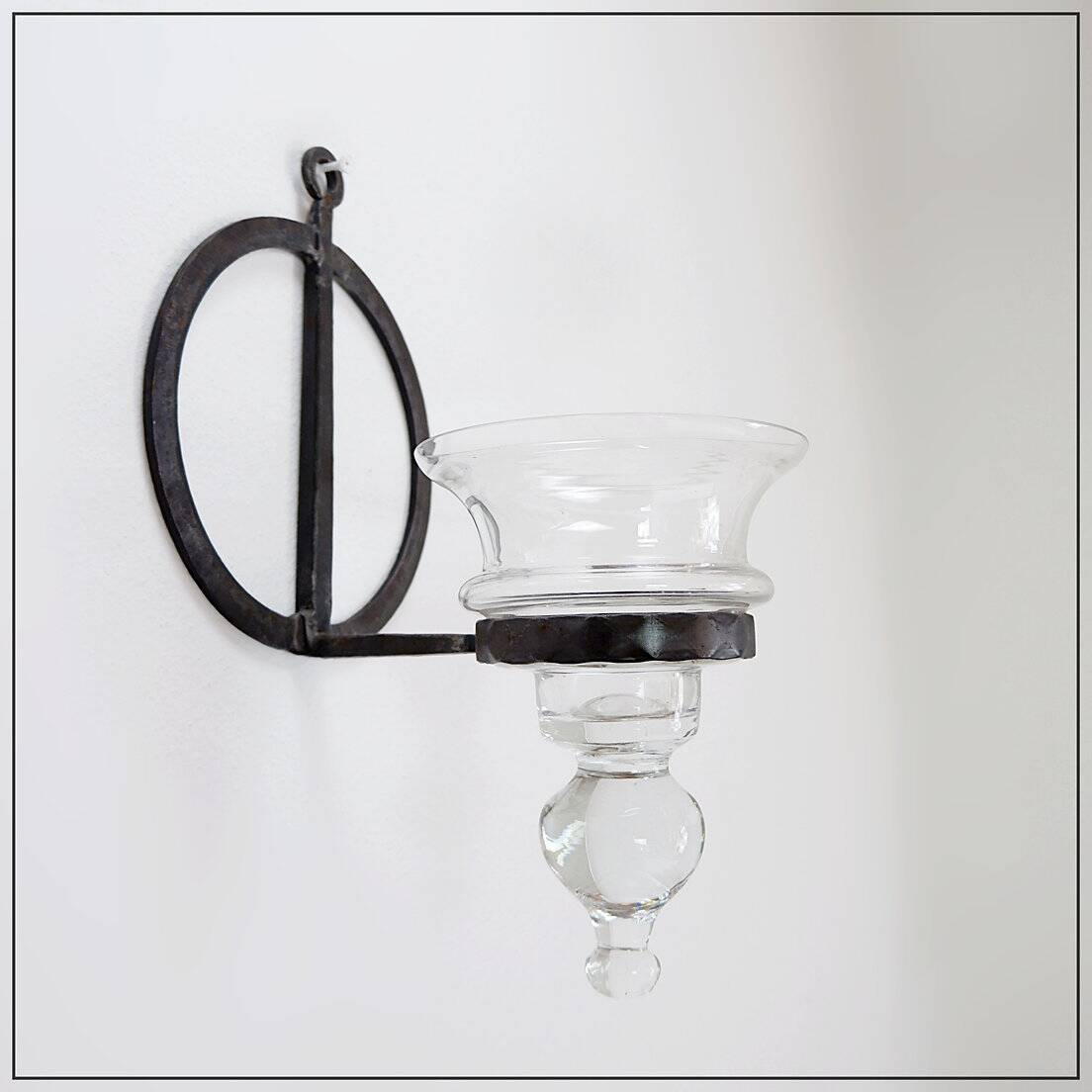 Wrought iron and glass wall candle holder by Bertil Vallien for Boda