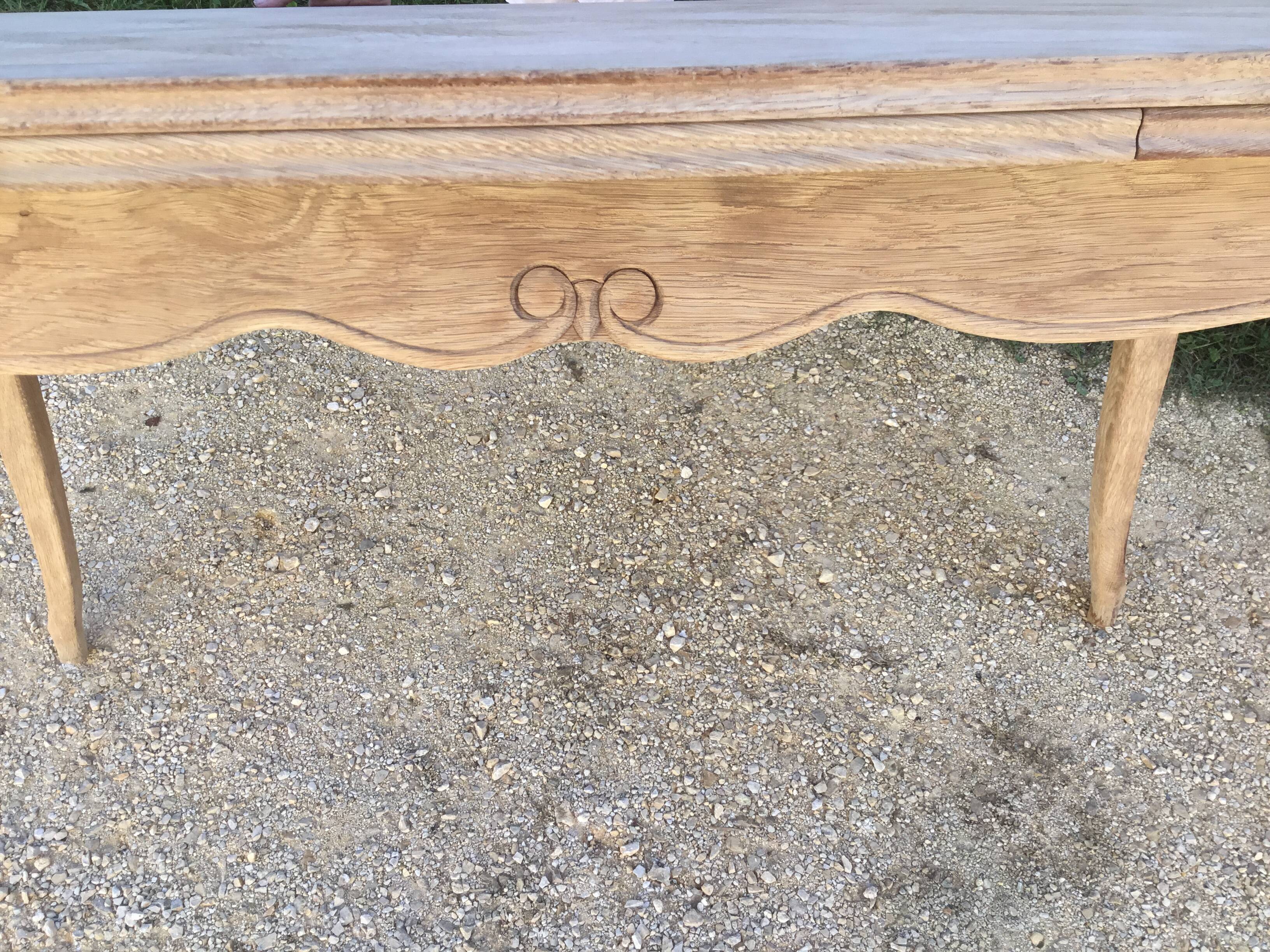Louis XV style oak table stripped and left in natural wood