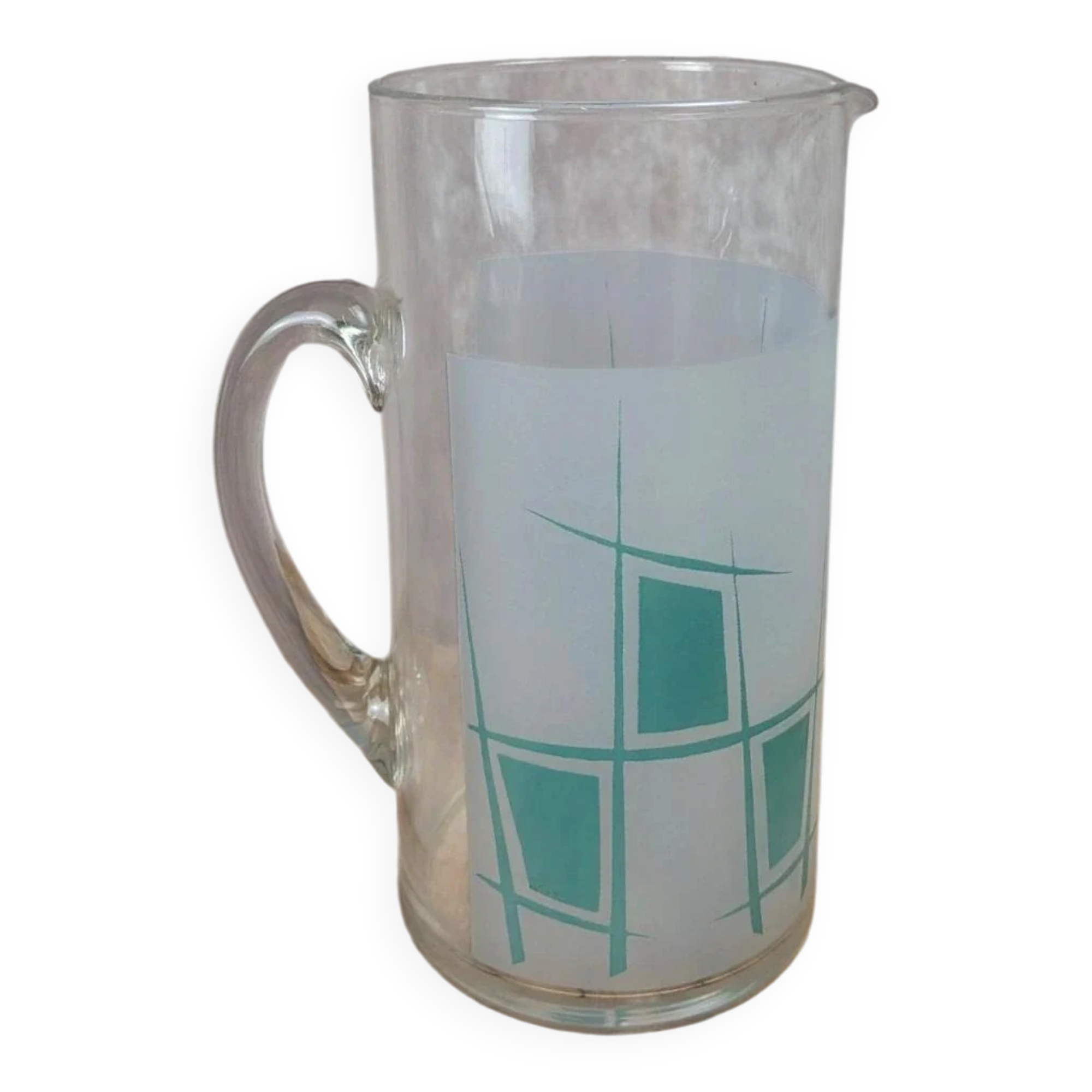 Vintage glass pitcher from the 1950s – geometric design