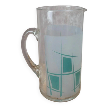 Pichet en verre décor géométrique, années 50