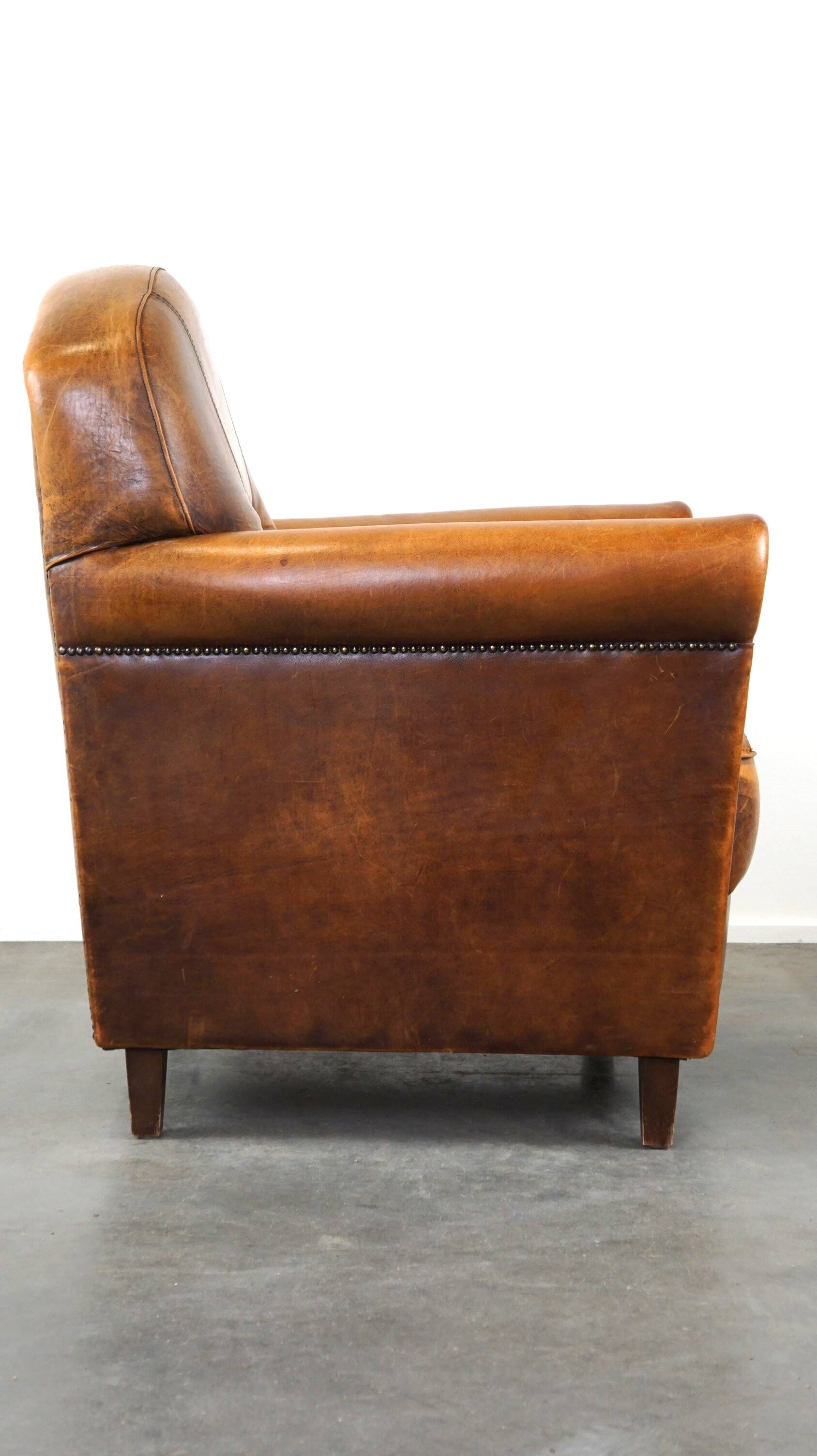 Super rugged sheepskin leather armchair with a wonderfully rugged look