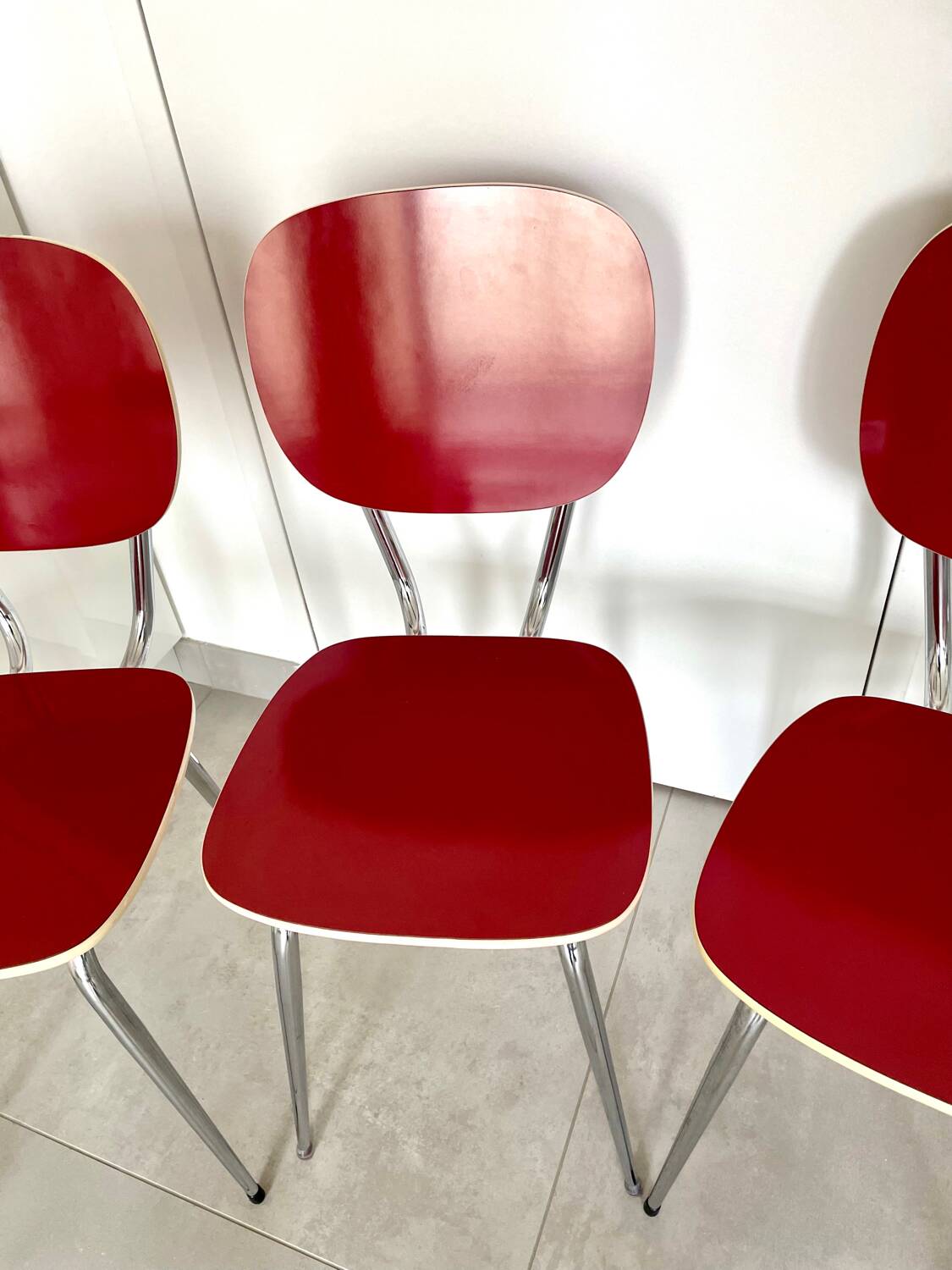 Set of 4 chairs 1960 Formica red perfect condition