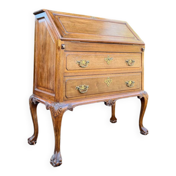 Bureau, Secrétaire De Pente En Acajou De Style Chippendale