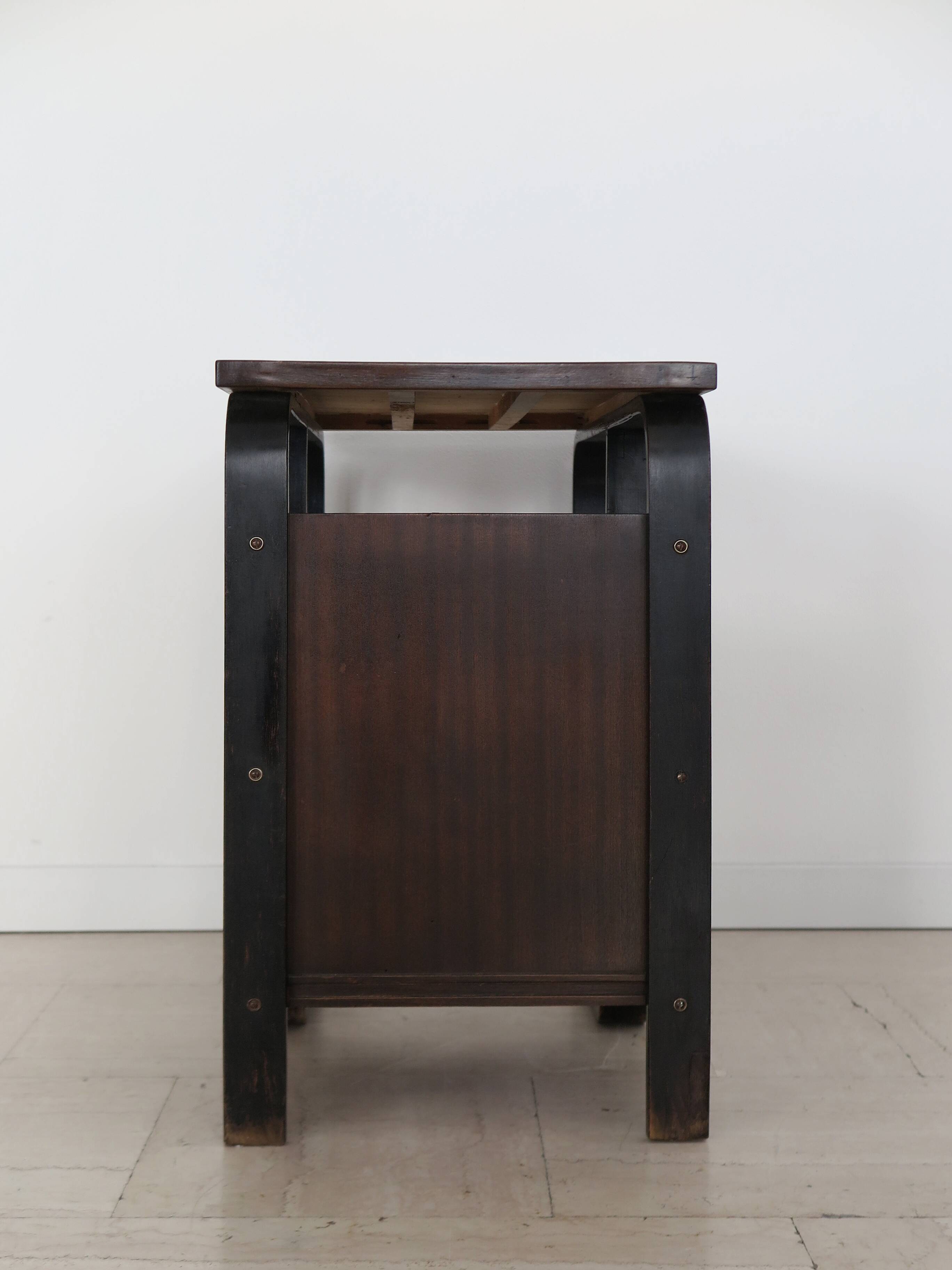 Giuseppe Pagano Pogatschnig Italian Dark Wood Desk for Gino Maggioni, 1940s