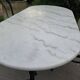 Marble oval veined bistro table + 2 aluminium chairs