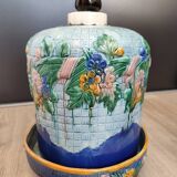 Antique Victorian Art Majolica Earthenware Cheese Cover with Dish