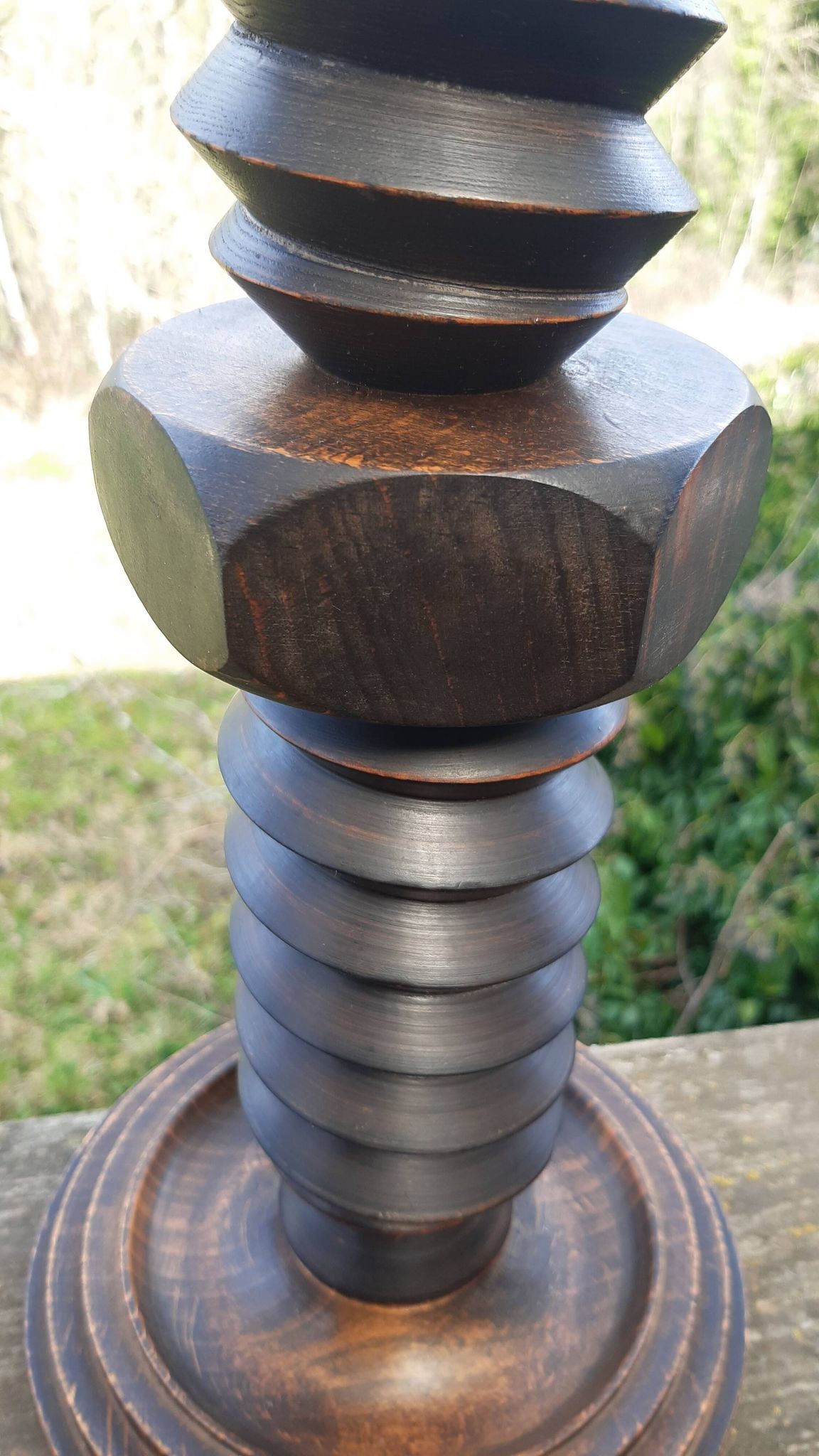 Lampe bois tourné art déco