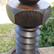 Lampe bois tourné art déco