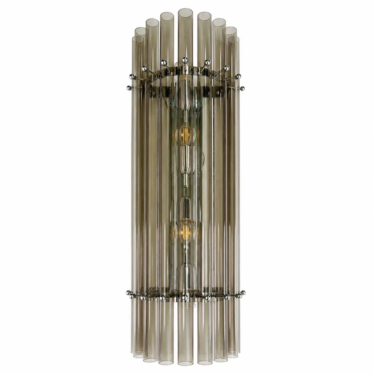 Contemporary Modern Smoked-Fumè Glass Pipes Wall Sconces-Set of Two