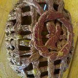 Vintage woven ceramic basket / empty pocket 19 / 25 cm