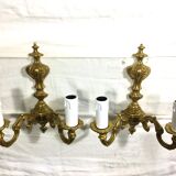 Paire d’appliques Bronze 2 lumières style Louis XV