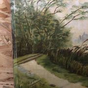 Old painting oil on canvas C. Guyon campaign in winter XIXth