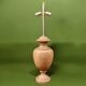 Large vintage lamp base in solid wood and chrome metal