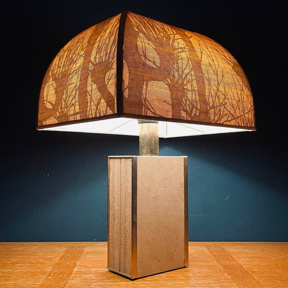 Travertine marble table lamp, Italy, 1970s