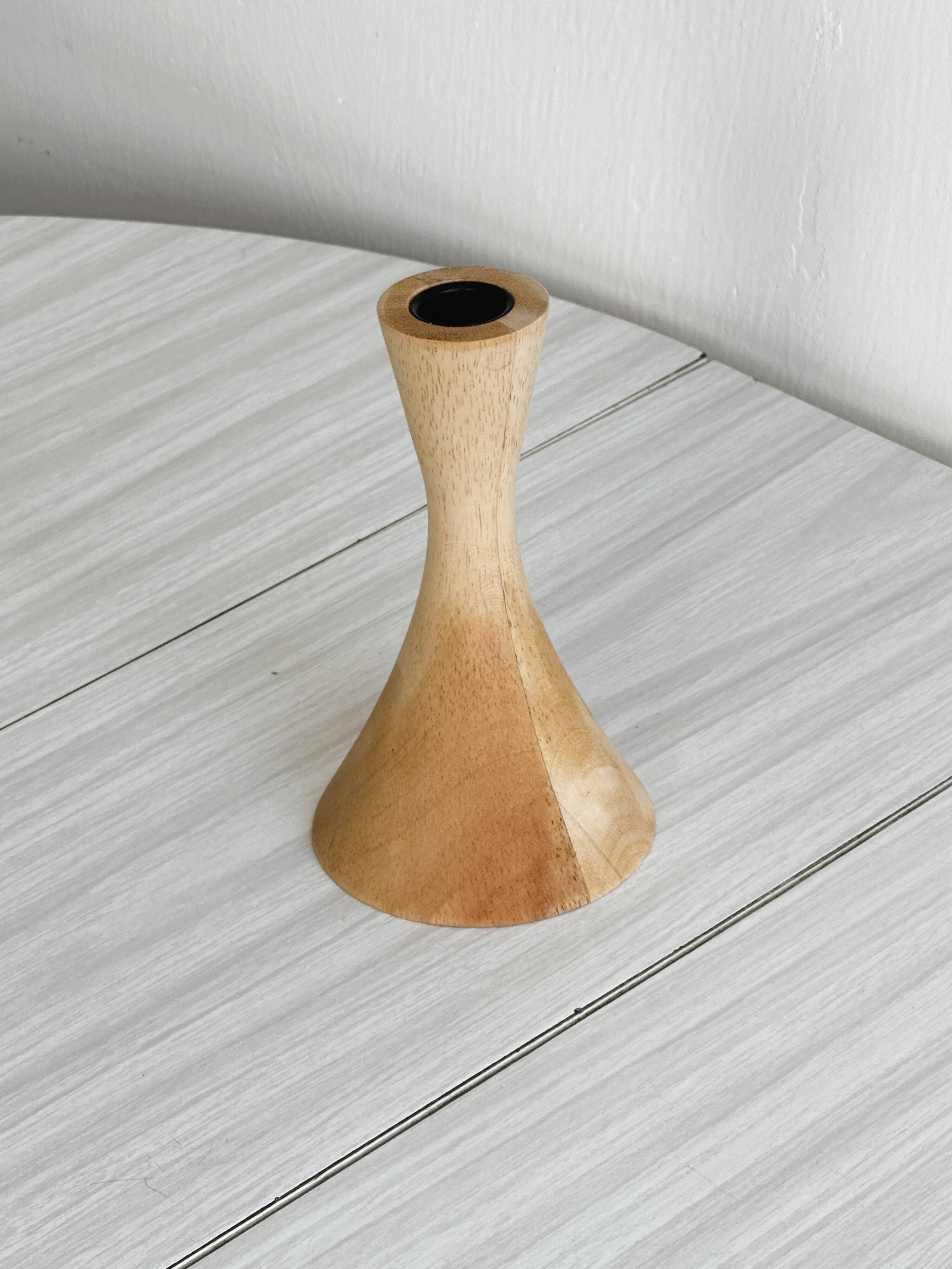 Wooden candle holder.