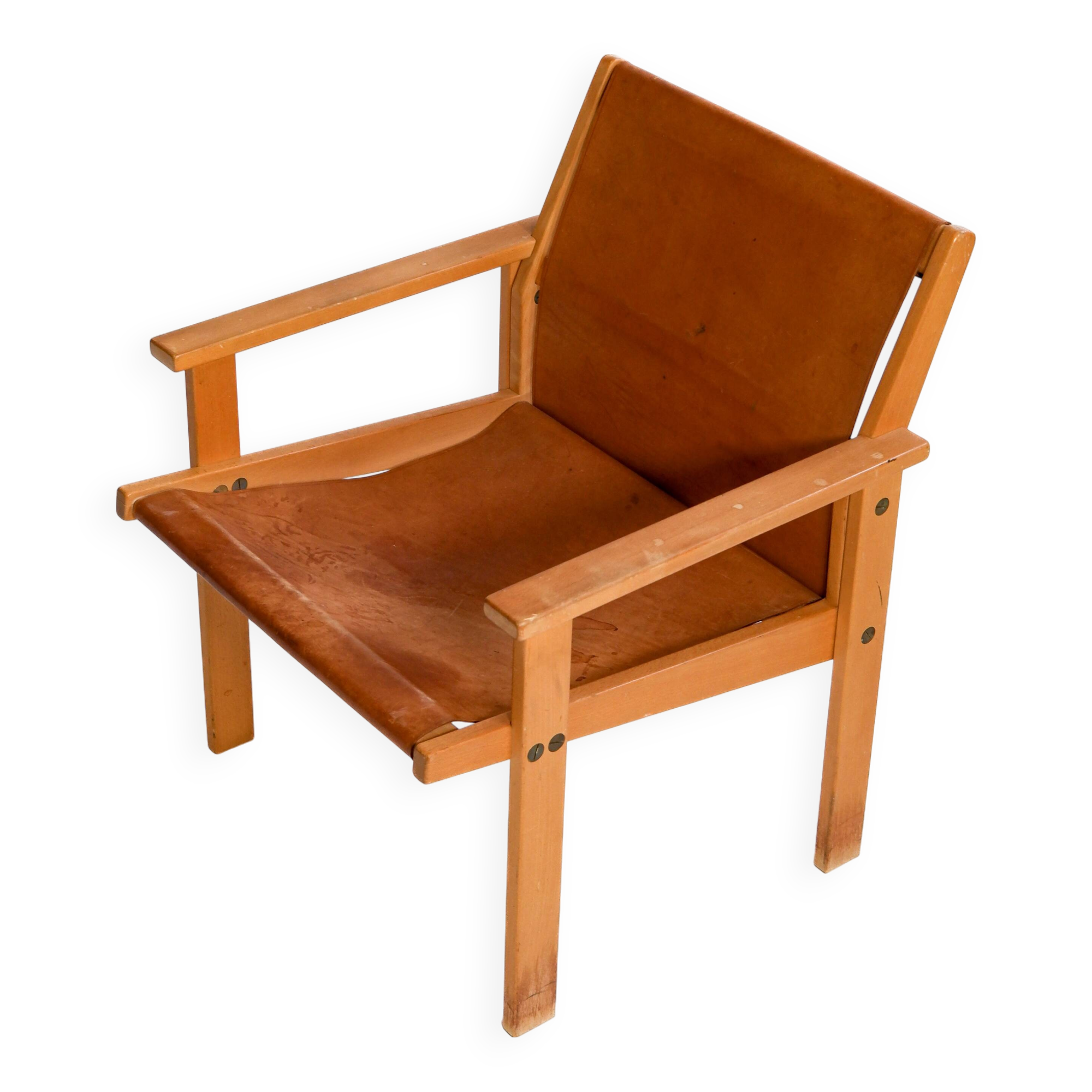 Rare Hans Agne Jakobsson armchair in leather and wood. Circa 1970