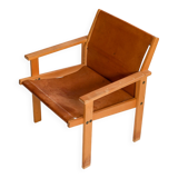 Rare Hans Agne Jakobsson armchair in leather and wood. Circa 1970