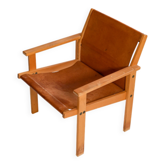 Rare fauteuil Hans Agne Jakobsson en cuire et bois. circa 1970