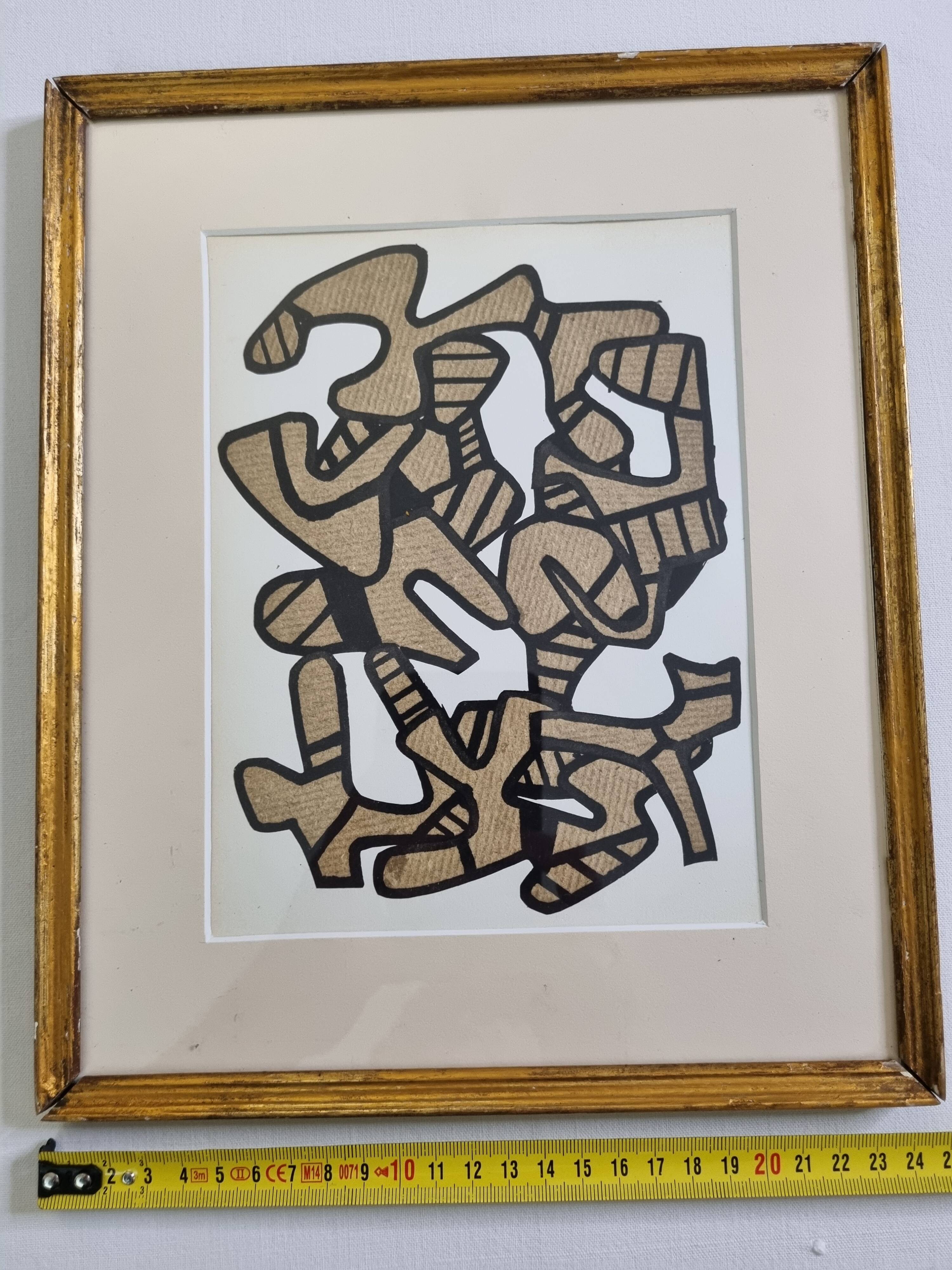 Screenprint after Jean Dubuffet framed under glass 25 cm by 30 cm
