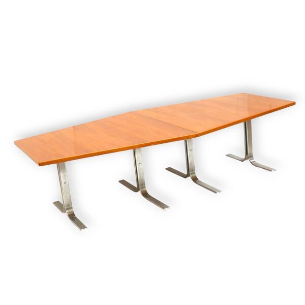 Grande table de conférence / table à manger vintage de Lübke des années 70