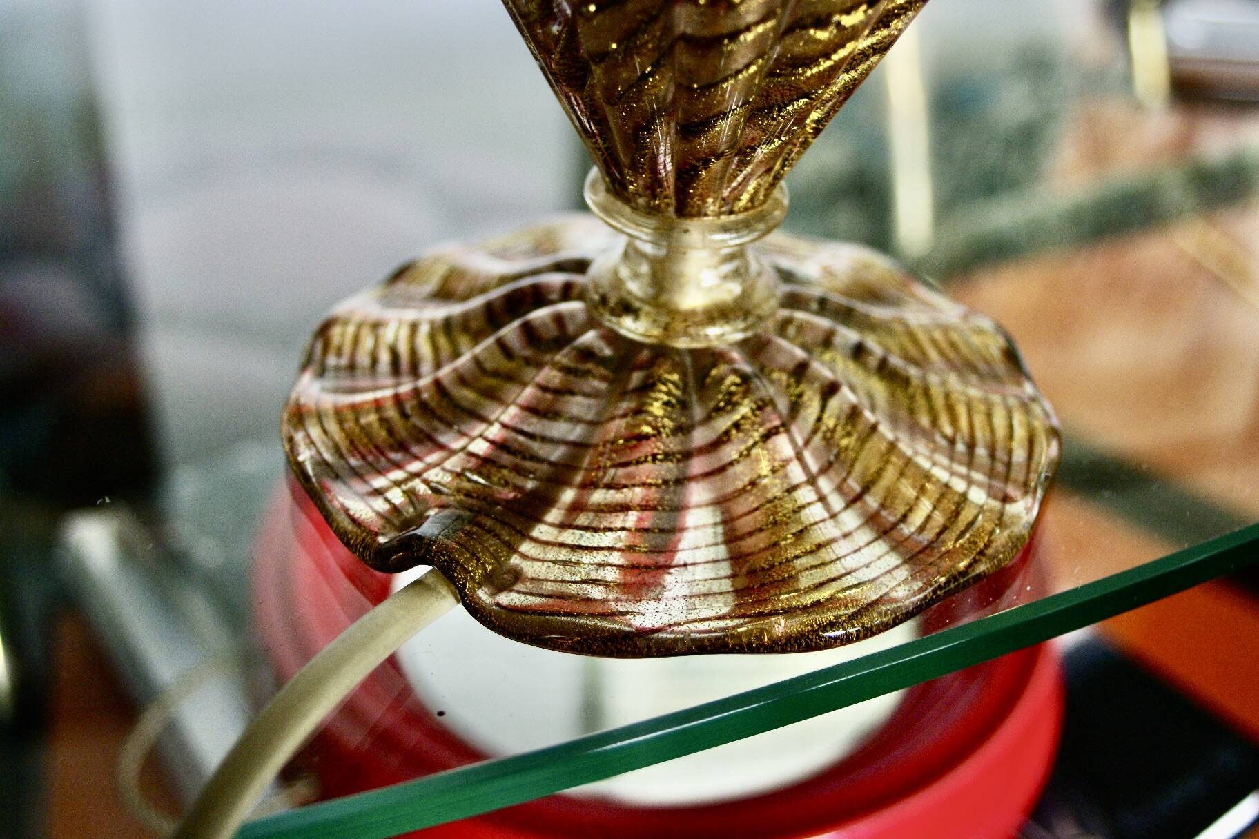 VINTAGE TABLE LAMP BY BAROVIER AND TOSO ITALY 1950