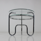 Table tubular steel and glass Czech Republic 1930 s vintage