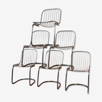 Série de 6 chaises en acier tubulaire