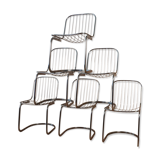 Series of 6 tubular steel chairs