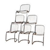 Series of 6 tubular steel chairs