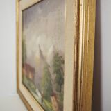 Oil painting on canvas, mountain landscape, Cakv
