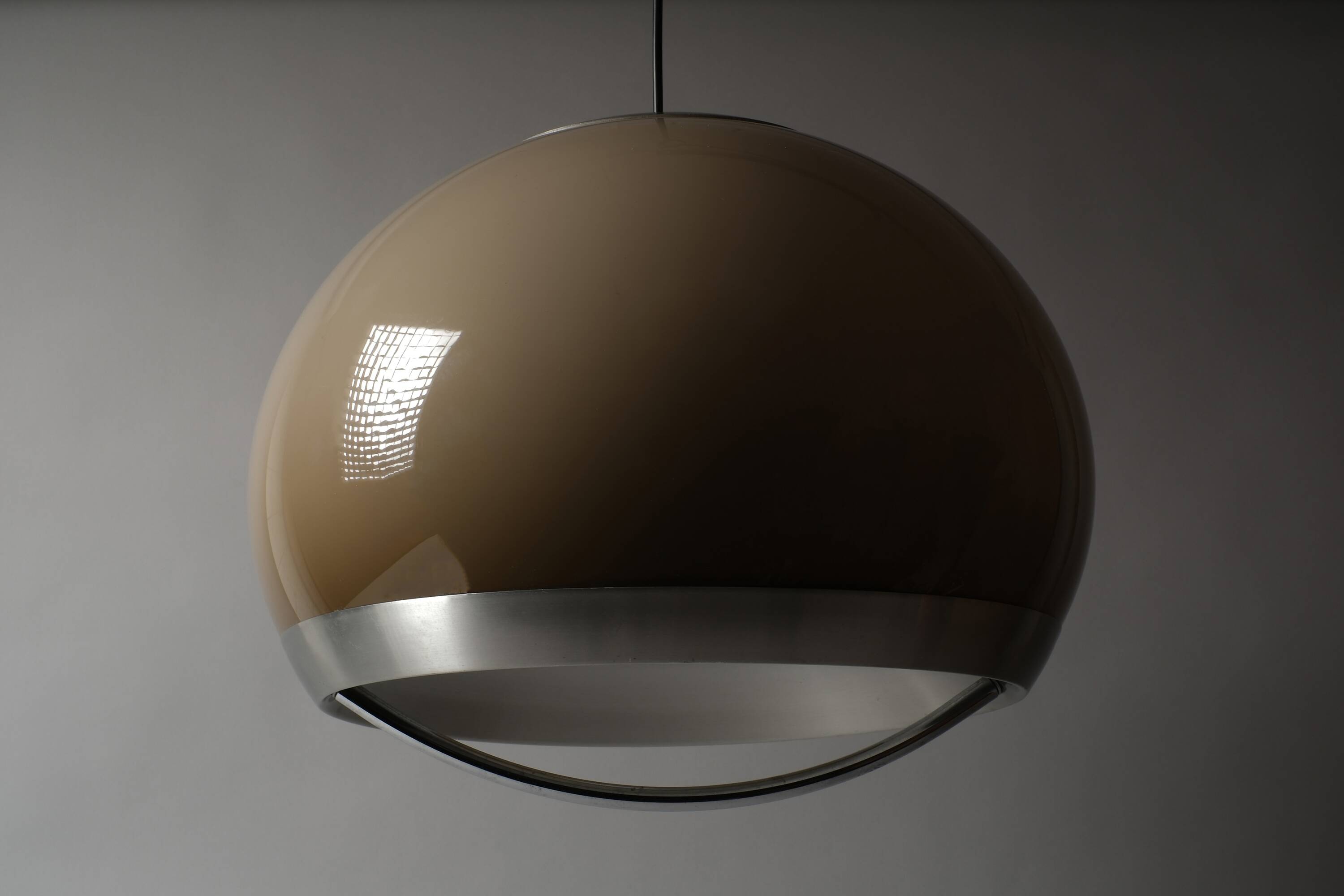 Dijkstra Lampen Mocha-Brown Acrylic Dome Pendant Lamp, 1970s Space Age.