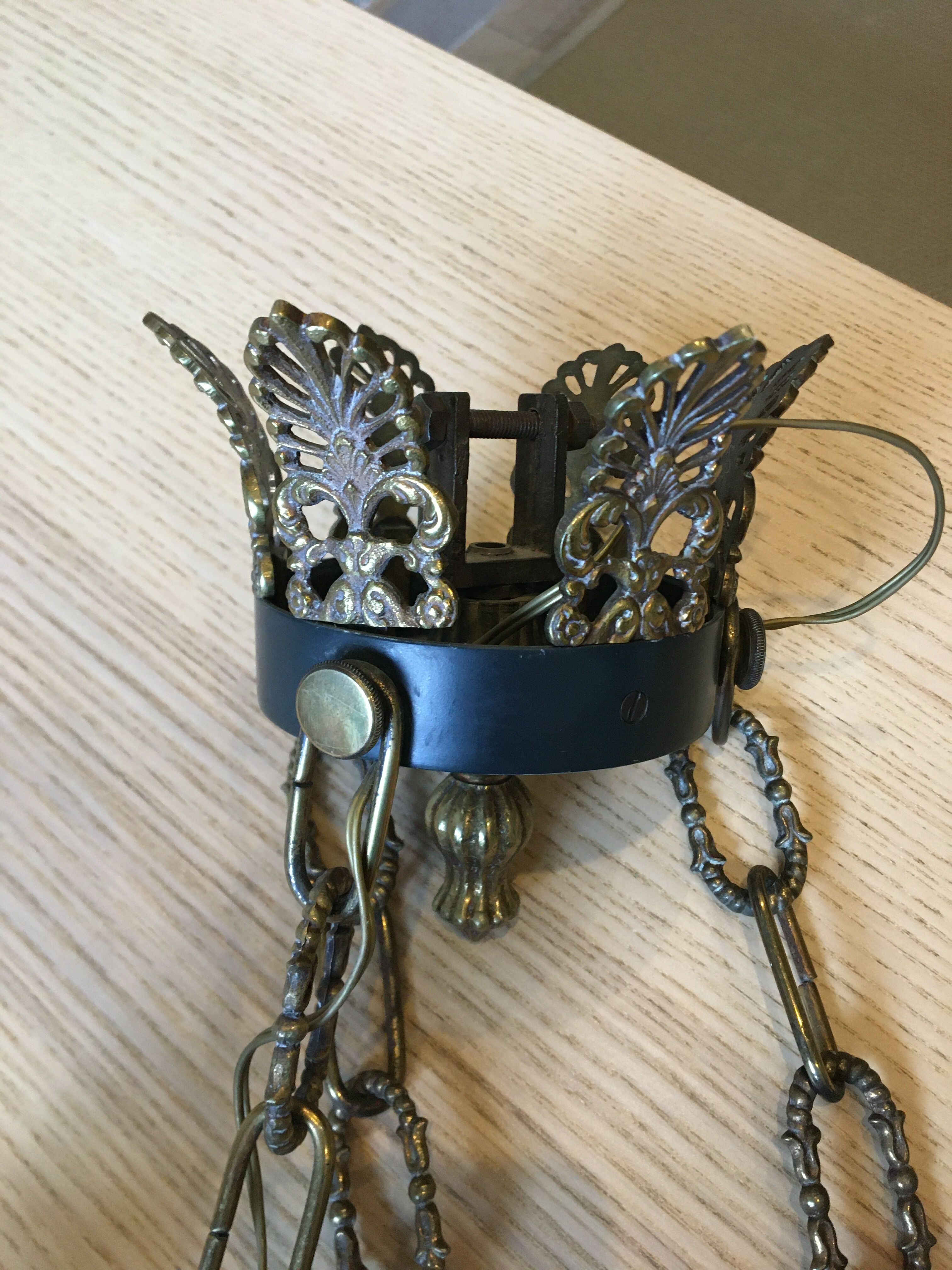 Suspension/chandelier, metal and bronze, 6 arms candles