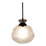Frosted glass flower suspension, art deco