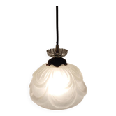 Suspension fleur verre dépoli, art deco